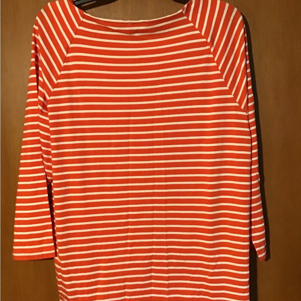 NEW Anne Klein Striped Orange & White Long Sleeve Top - XL - Picture 3 of 3
